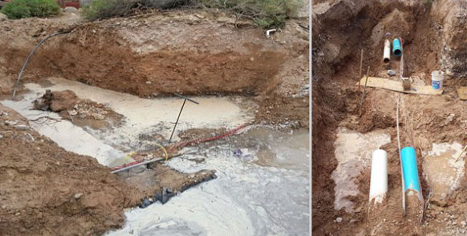Comparison Of Excavated Area When Full Of Water And When Drained
